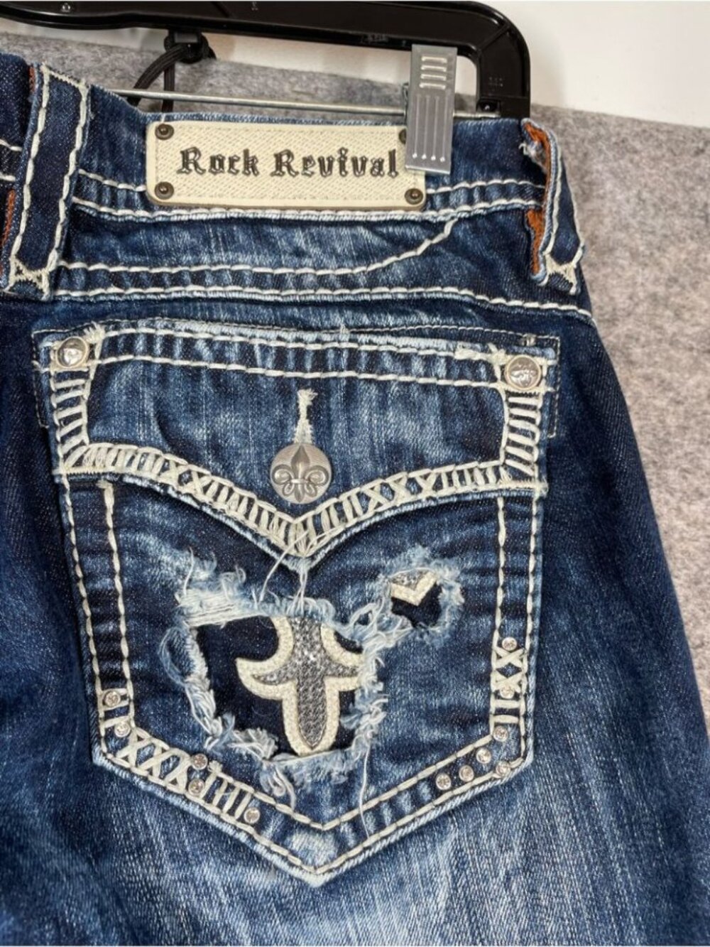 Rock Revival Gloria Boot Jeans Blue 31 Y2K Western Distressed Denim Festival - Picture 10 of 16
